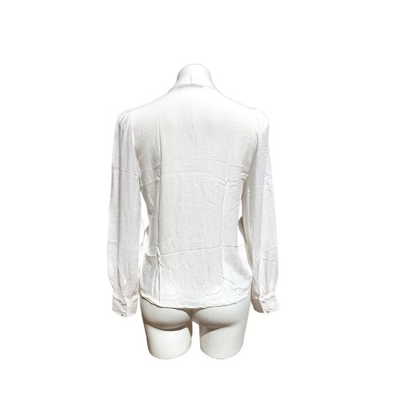 Monoprix Femme French Blouse White Brocade Swiss Dot Cotton Shirt 38 SMALL - Picture 3 of 8